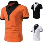 Casual Oranje Polyester Handwas Ademende Poloshirts met korte mouw  voor de Zomer  in maat XXL voor Heren 