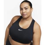 Zwarte Kanten Gestoffeerd Nike Swoosh Sport bh's  in Grote Maten  in Grote Maten met Medium Ondersteuning voor Dames 