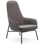 Normann Copenhagen Lounge Chair High loungestoel met zwart stalen onderstel - Grijs