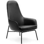 Normann Copenhagen Lounge Chair High loungestoel met zwart stalen onderstel - Zwart