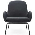 Normann Copenhagen Lounge Chair Low loungestoel met zwart stalen onderstel - Antraciet