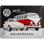 Nostalgic-Art 26246, Metalen Retro Bord, Volkswagen Beetle & Bulli – Classics – VW-Bus Geschenk, van metaal, Vintage ontwerp voor decoratie, 15x20 cm