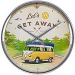 Nostalgic-Art 51092 Retro wandklok Volkswagen Bulli – Let's Get Away – VW Bus cadeau-idee, grote keukenklok, vintage design voor decoratie, 31 cm