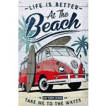 Nostalgic-Art, Metalen Retro Bord, Volkswagen Bulli T1 – Beach – Geschenkidee voor VW-bus, van metaal, Vintage ontwerp voor decoratie, 20 x 30 cm