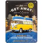 Nostalgic-Art Metalen Retro Bord, Volkswagen Bulli T1 – Get Away – Geschenkidee voor VW-bus, van metaal, Vintage ontwerp voor decoratie, 15 x 20 cm