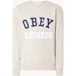 Obey Records sweater met logoborduring - Middengrijs
