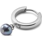 Ocata | Silver-Tone & Black Pearl Pendant Hoop Earring