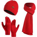 Rode Wollen Gebreide Gebreide sjaals  voor de Winter  in Onesize voor Dames 