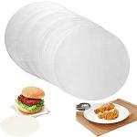 OKBY Rond perkamentpapier - 100 stuks bakpapier ronde, 10 inch BBQ-perkament anti-aanbak-bakpapier perkamentpapier cirkels vellen voor Grill Cook Steam Air Fryers (wit)