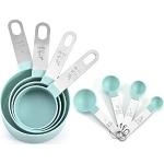 Olymajy Baking Measuring Cup Tools, Measuring Spoons, 8 stuks blauwe plastic maatbekers en lepels, keuken kookgerei voor vloeistoffen en vaste stoffen