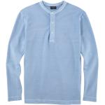 Casual Lichtblauwe Jersey OLYMP Poloshirts met lange mouw Ronde hals  in maat S voor Heren 