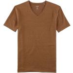 Casual Bruine Linnen OLYMP Geweven V-hals T-shirts V-hals  in maat XL in de Sale voor Heren 