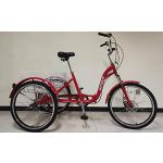 Opklapbare driewieler, volwassenen, 61 cm wielen, 6 Shimano-schakeling, voor -en achterschijfrem, rood