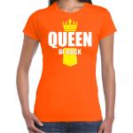 Oranje Queen of rock muziek shirt met kroontje - Koningsdag t-shirt voor dames