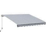 Outsunny luifel knikarmluifel zonwering handslinger balkon aluminium grijs + wit 2,95 x 2,5 m