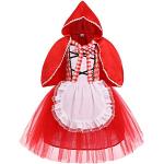 OwlFay Roodkapje kostuum kinderen prinses jurk + cape mantel sprookje cosplay verkleedkostuum carnaval kerst verjaardagsfeestje Halloween kostuum 18 maanden - 6 jaar, Rood 02, 18-24 maanden