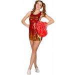 Paillettenjurk Cheerleader rood/goud
