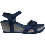 Blauwe Nappaleren Panama Jack Sleehak sandalen Sleehakken  in 38 met Klittenbandsluitingen voor Dames 