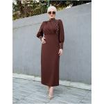 Pearl Detailed Special Occasion Dress-brown incii9-s