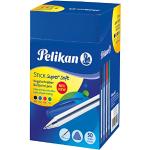 Pelikan 601504 balpen Stick Super Soft, voordeelverpakking met 50 stuks, gemengd (zwart, blauw, rood, groen)