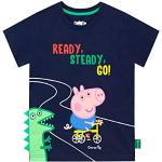 Marine-blauwe Peppa Pig Kinder T-shirts met motief van Varken voor Jongens 