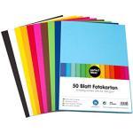 perfect ideaz 50 vel DIN-A4-fotokarton gekleurd, knutselpapier, doorgeverfd, 10 verschillende kleuren, 300 g/m², gekleurd tekenpapier voor knutselen, set gekleurde vellen, doe-het-zelf