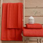 Minimalistische Rode Badstoffen Badhanddoeken  in 60x110 2 stuks 