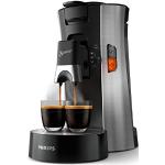 Philips Senseo Select Koffiepadapparaat - 3 Koffievariaties (Mild, Sterk of Krachtige Espresso) - Zet 1 of 2 Kopjes Tegelijk - 0.9 Liter Waterreservoir - Verstelbare tuit - Eco - RVS - CSA250/10
