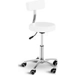 Physa Kruk met rugleuning 360 ° Swivel Rolling Chair 5 Castors Salon Office Doctor's Office Padded hoogte verstelbaar Witte TERNI WIT (Max. Load 150kg, de Dekking van pvc, stalen frame, Benzinepomp)