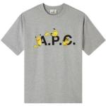 Casual Grijze A.P.C. Pokemon Pikachu T-shirts met opdruk  in maat L Bio in de Sale voor Heren 