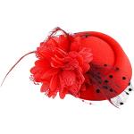 Rode Veren Bloemen Fascinators  voor een Bruiloft  in Onesize met motief van Roos voor Dames 