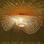 Gouden Bamboe E27 Ronde plafondlampen Rond met motief van Bamboe 65 cm Sustainable 