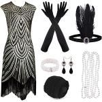 Sexy Zwarte Handwas Party jurken V-hals  in maat L met Sequins voor Dames 