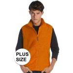 Plus size mouwloze fleece sport vesten oranje voor heren 3XL -
