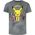 Grijze Pokemon Pikachu Effen T-shirts Ronde hals  in maat L voor Heren 