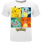 Pokémon T-shirt Original, wit, 4 personages Pikachu officieel T-shirt, voor jongens - Wit - 116
