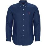 Blauwe Ralph Lauren Polo Overhemden lange Mouwen  in maat M in de Sale voor Heren 