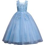 Blauwe Chiffon Bloemen Kinder lange jurken voor Meisjes 
