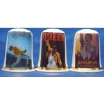 Porselein China vingerhoedjes Set van drie - Koningin Freddie Mercury Tour Posters
