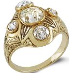Vintage Gouden Diamanten Gegraveerde Antiek look Antieke ringen met motief van Ruimte voor Dames 