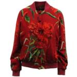 Vintage Rode Viscose Dolce & Gabbana Bloemen Bomberjackets  in maat S voor Dames 