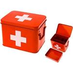 Present Time - EHBO-box, medicijnbox - metaal - rood - klein - 21,5 x 15,5 x 16 cm