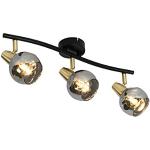 Art deco Gouden Glazen Dimbare Qazqa E14 Plafondlamp met 3 lichtbronnen 