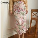 Casual Roze Satijnen Handwas Bloemen Floral skirts  voor de Zomer  in maat XL met Halve mouwen Maxi voor Dames 