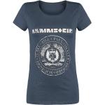 Marine-blauwe Rammstein T-shirts met ronde hals Ronde hals  in maat M voor Dames 