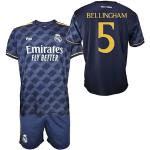 Real Madrid kinderoutfit met shirt en broek, Bellingham 5 - tweede uitrusting van het seizoen 5 - officiële replica met officiële licentie - kind, Blauw, 10 Jaar