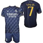 Real Madrid Kinderset T-shirt en broek - Vini JR 7 - tweede team van het seizoen 2023-2024 - officiële replica met officiële licentie - kind, Blauw, 10 Jaar