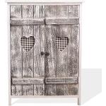 Rebecca Meubels Shabby chic dressoir, houten voorraadkast, 2 deuren, wit grijs, keuken badkamer - 70 x 51 x 30 cm (HxBxD) - Art.RE4563