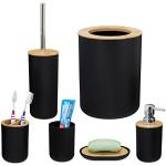 Zwarte Bamboe Relaxdays WC Borstels met motief van Bamboe 6 stuks 