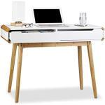 Relaxdays Bureau met laden, Scandinavisch design make-uptafel, kinderbureau (h x b x d): 73 x 100 x 45 cm, wit